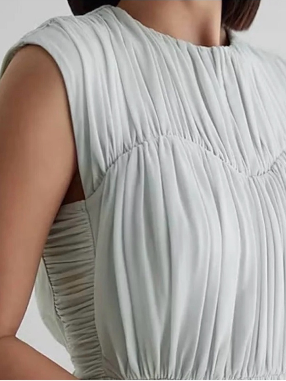 Express Pleated Light Gray Sleeveless Dress